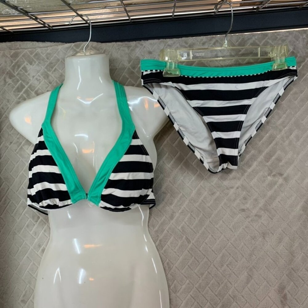 Kangaroos Womens 6 Bathing Suit Bikini Set Underwire Top Striped